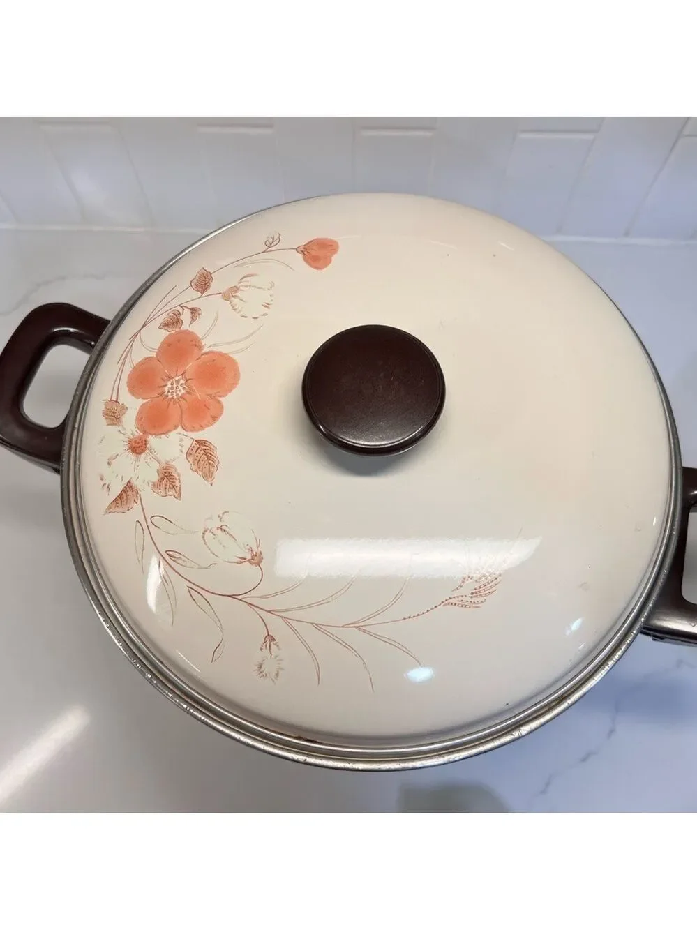 Vintage Hearthside Water Colors Blush Enamel Cookware 2 Gallon Pot